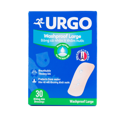 URGO WASHPROOF – BĂNG CÁ NHÂN ÍT THẤM NƯỚC